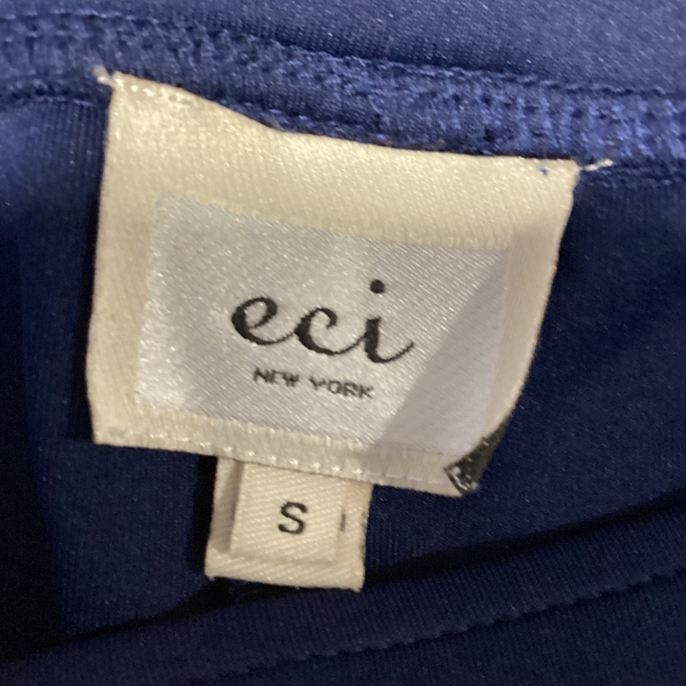 ECI New York Size S Navy Blue Textured Mesh Side Stripe Leggings Pull On Pants - Picture 3 of 6